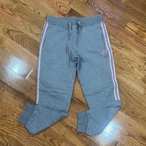 Adidas Kids Gray Sweatpants with Pink Accents